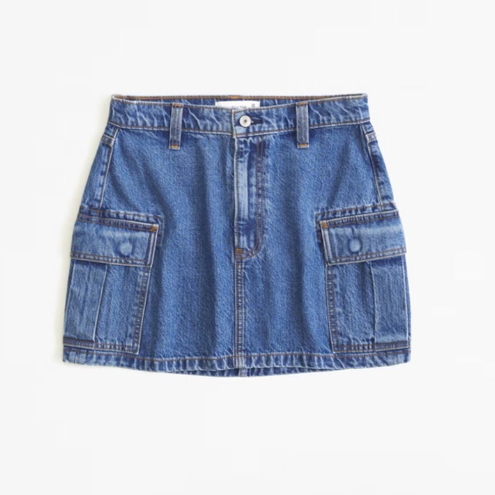 Abercrombie & Fitch High Rise Blue Denim Mini Skirt with Pockets in Size 34/18